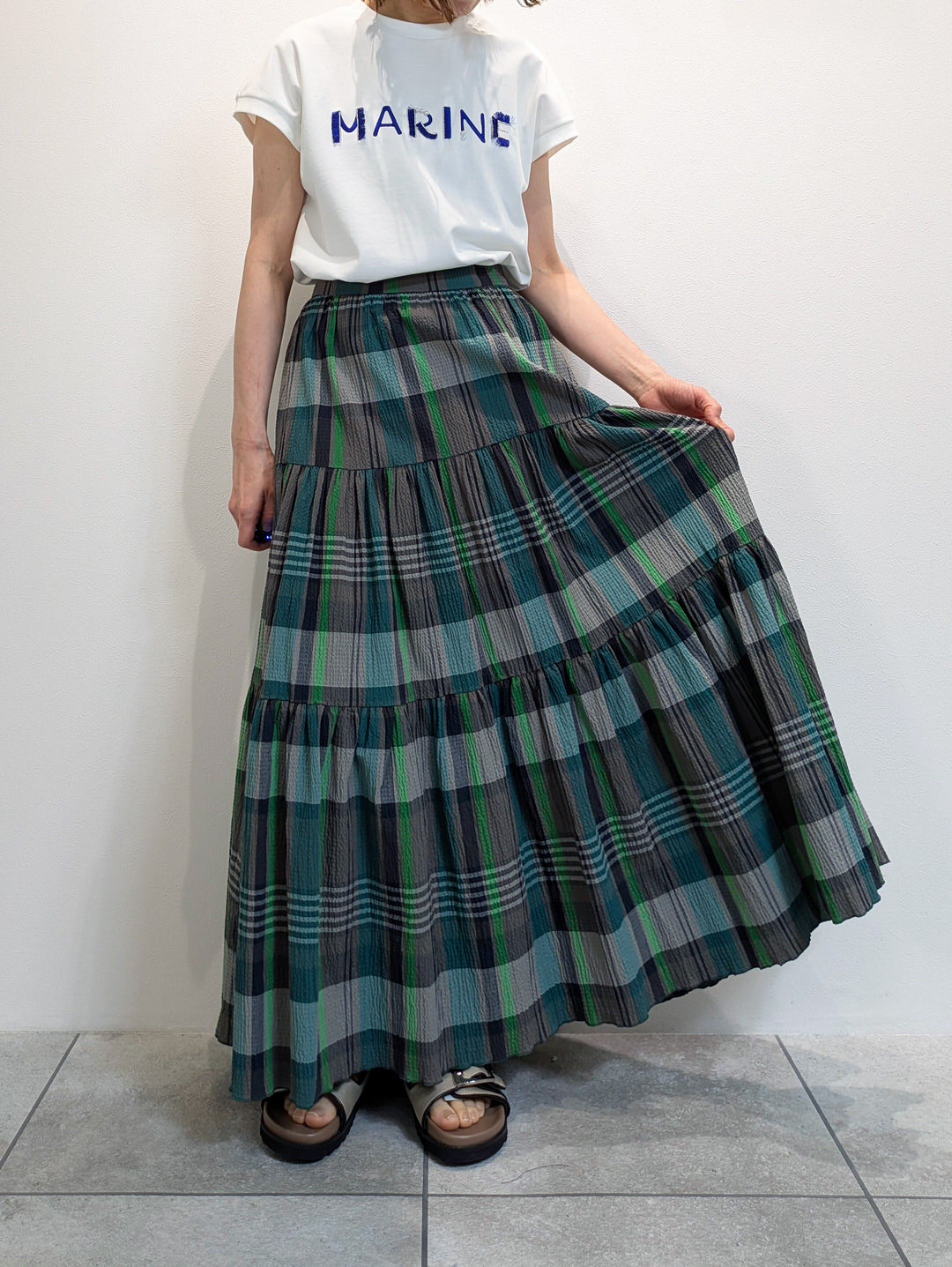 Checked tiered skirt