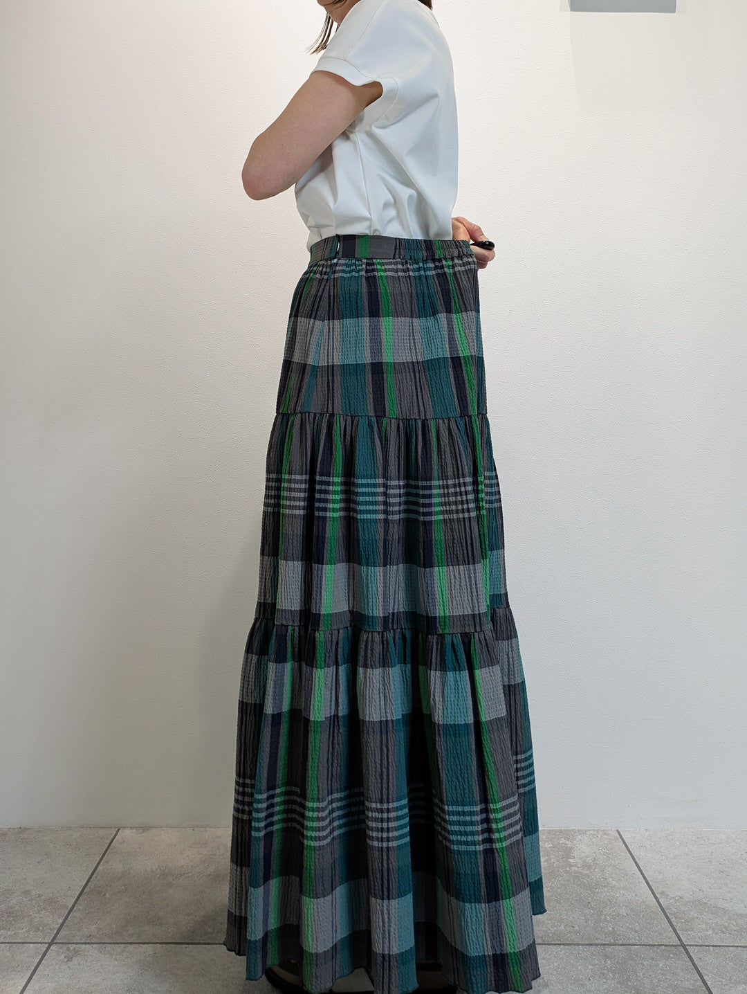 Checked tiered skirt