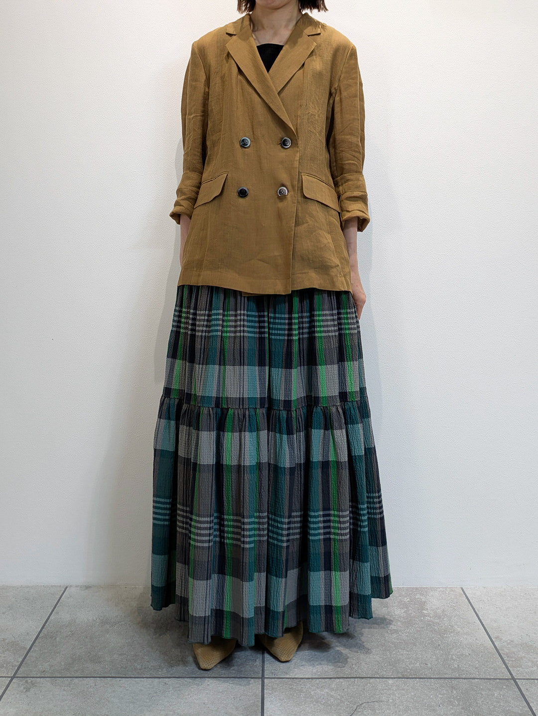 Checked tiered skirt