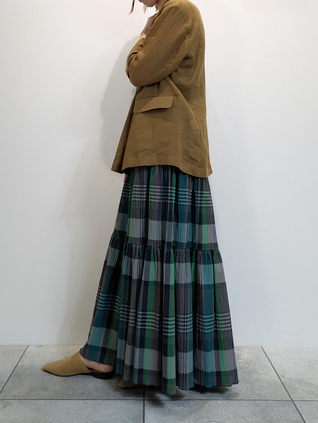 Checked tiered skirt