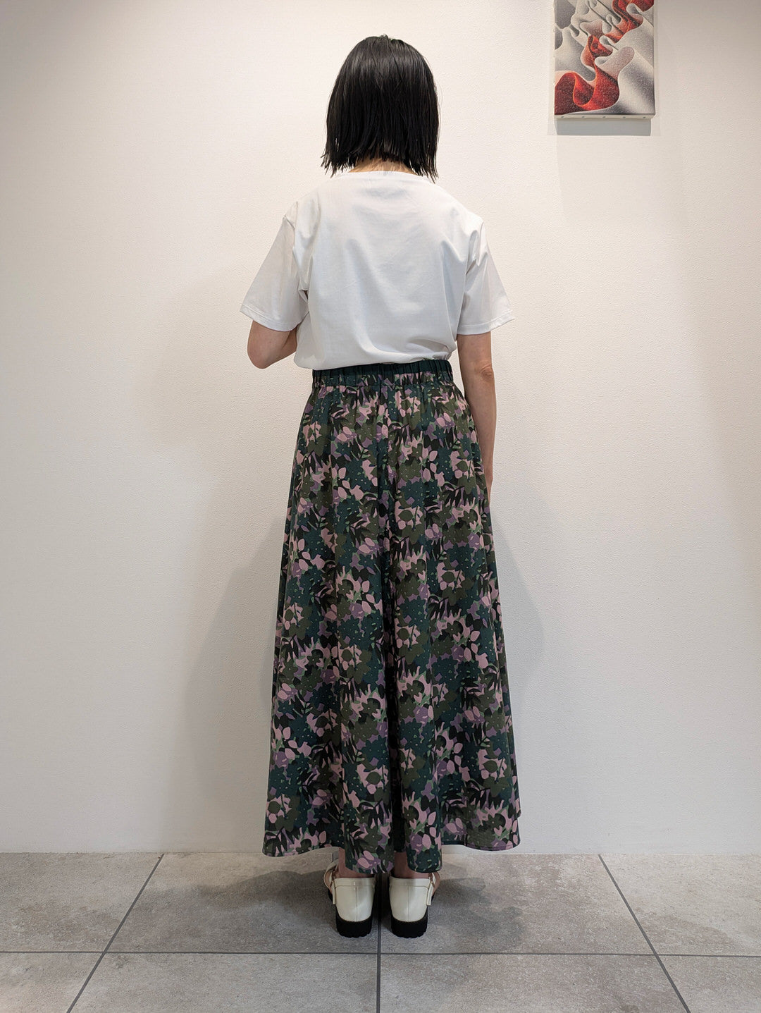 カモフラロングギャザースカート