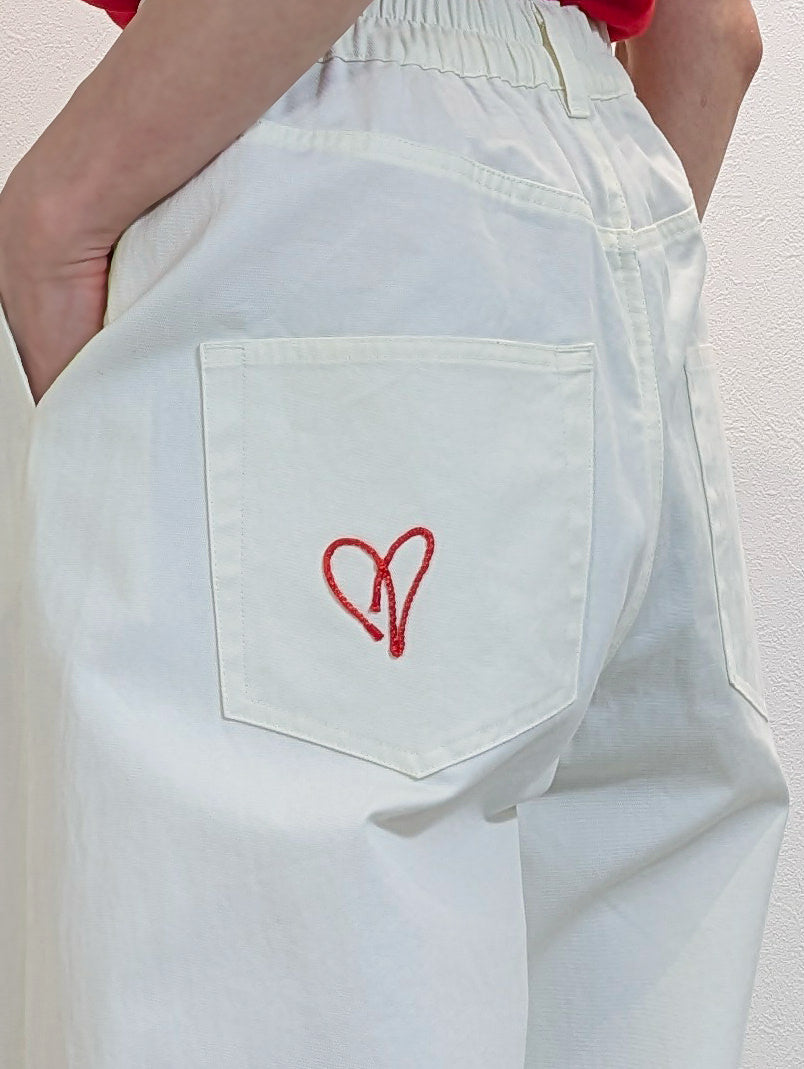 プリントコード刺繍チノワイドパンツ