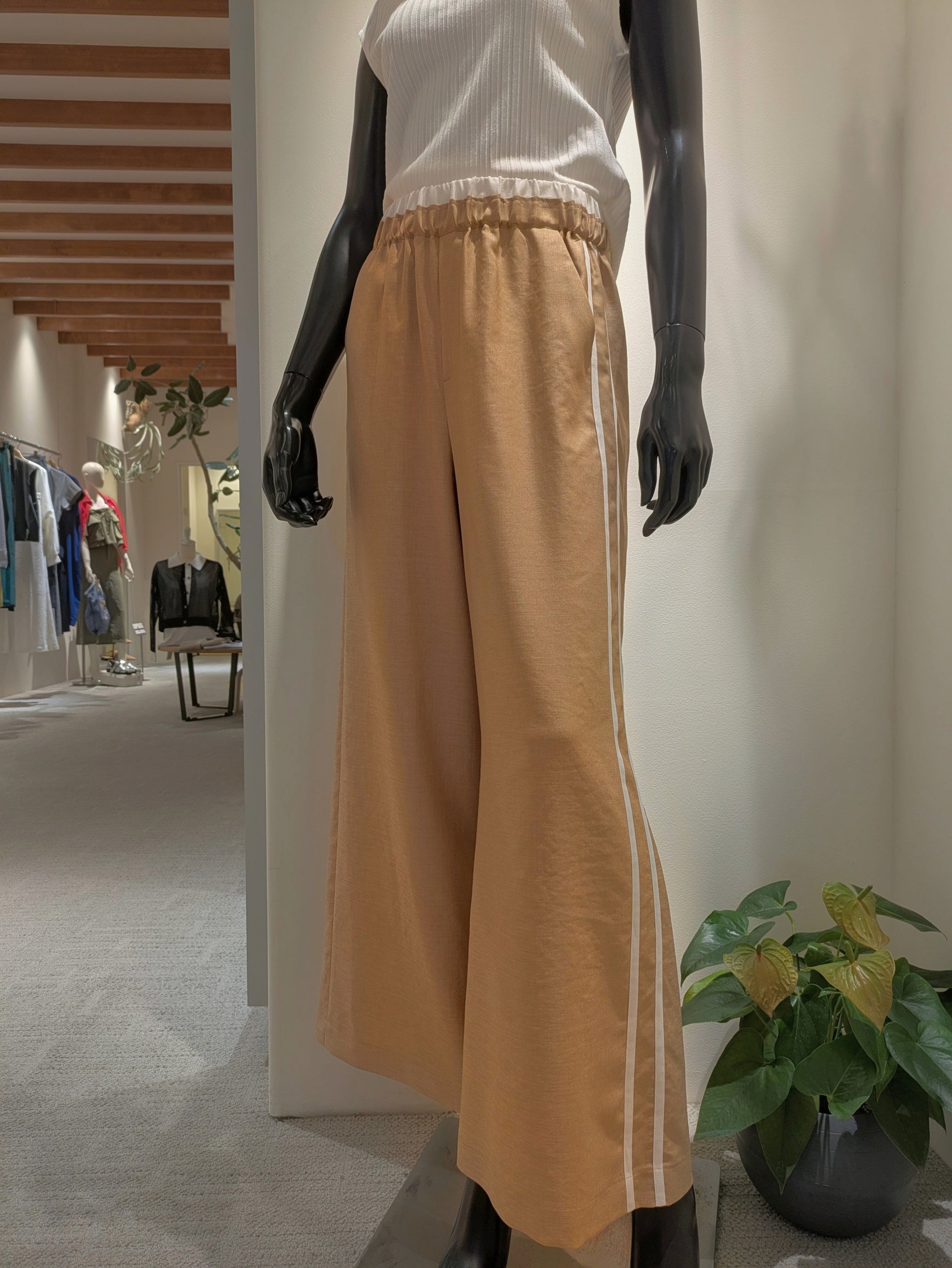 リネンライクラインワイドパンツ