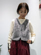 Fur x denim short vest