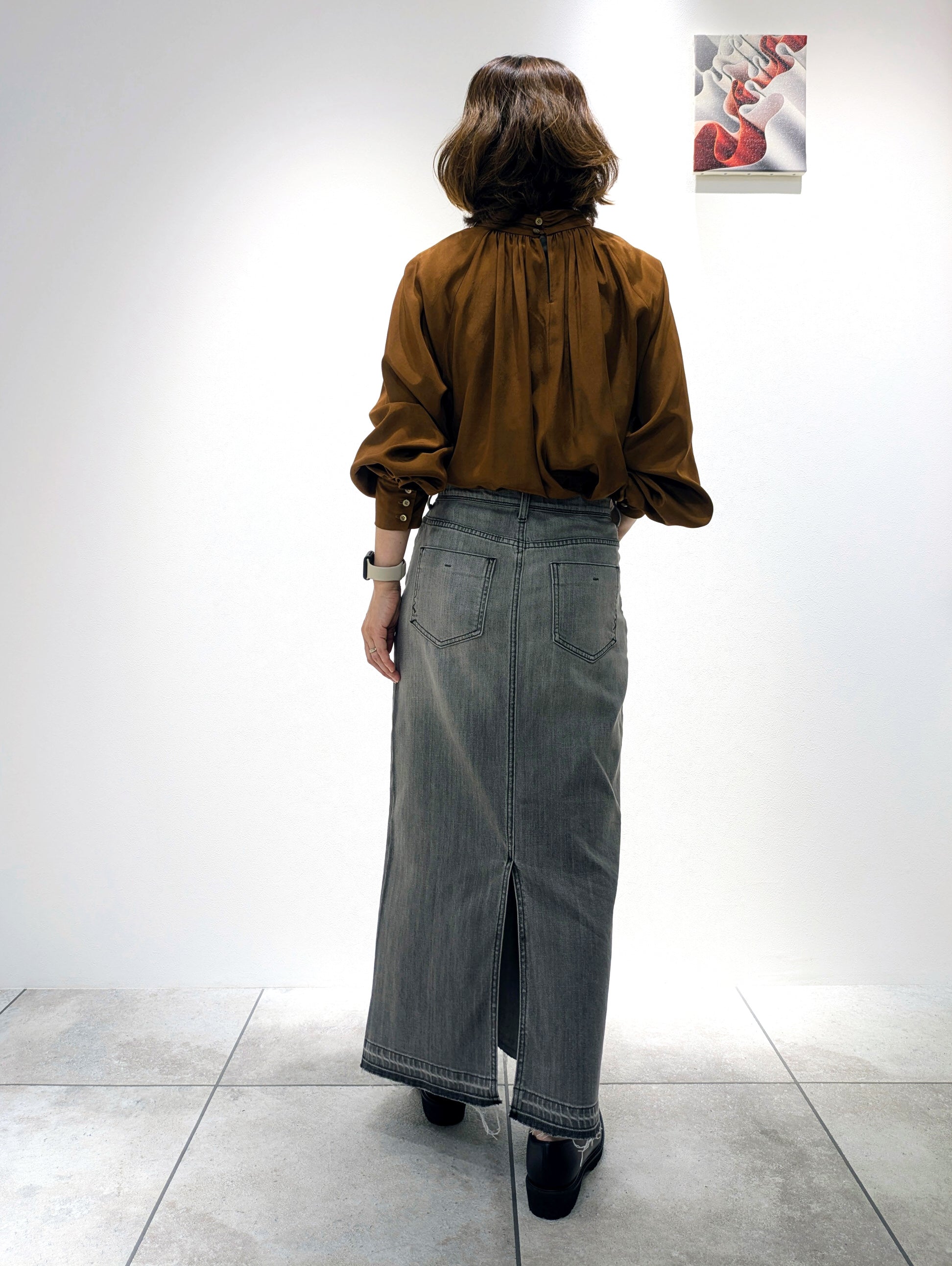 gray denim skirt