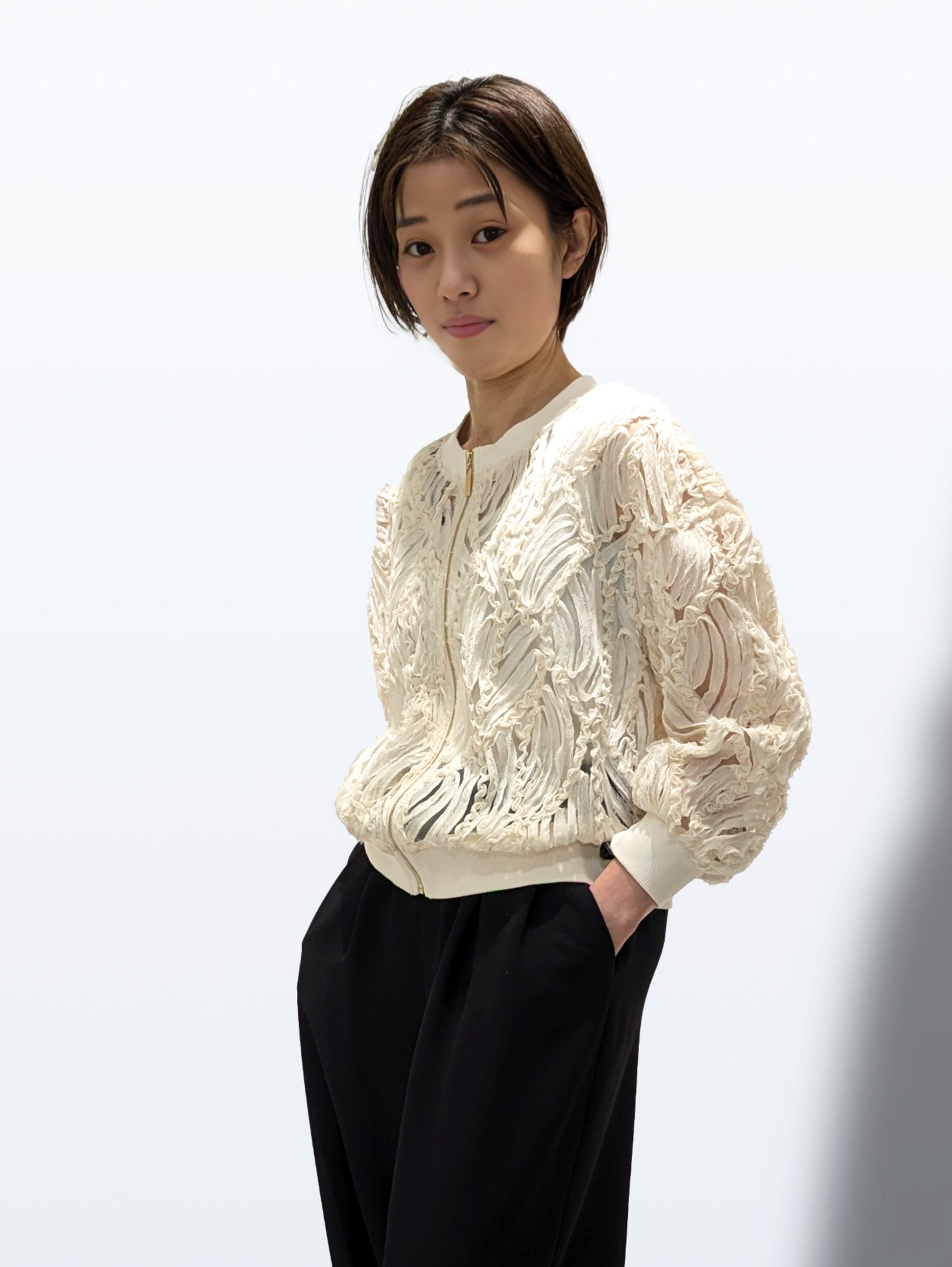 Tulle lace blouson